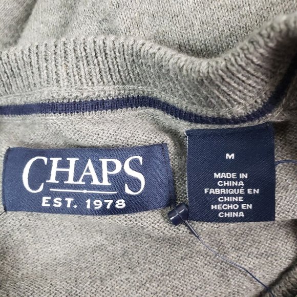 Chaps Men's Pullover Sweater Size M Gray Weekday Ready Recycled Yarn - Picture 4 of 6